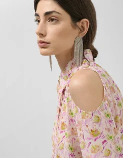 Blusa con manga abierta estampado floral rosa
