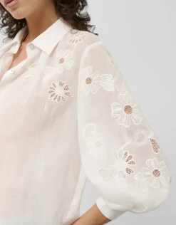 Blusa oversize ramio blanco con bordado