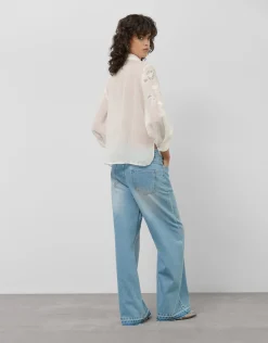Blusa oversize ramio blanco con bordado