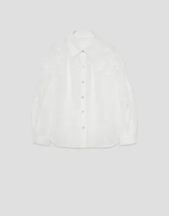 Blusa oversize ramio blanco con bordado