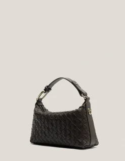 Bolso de mano Erea Pouch piel trenzada marrón