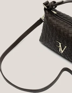 Bolso de mano Erea Pouch piel trenzada marrón