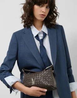 Bolso de mano Erea Pouch piel trenzada marrón