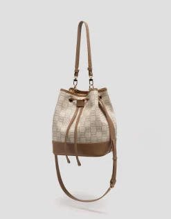 Bolso de mano Gala Bucket piel logos crema