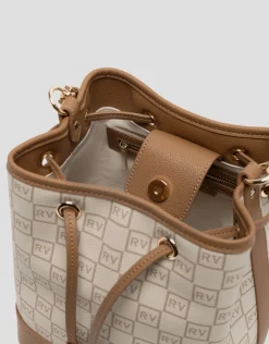 Bolso de mano Gala Bucket piel logos crema