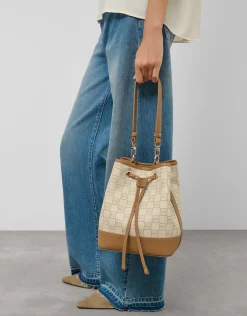 Bolso de mano Gala Bucket piel logos crema