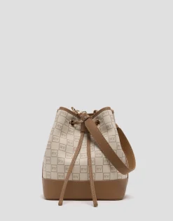 Bolso de mano Gala Bucket piel logos crema