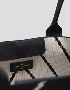Bolso shopper Kendall punto negro listas crudo