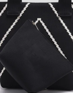 Bolso shopper Kendall punto negro listas crudo