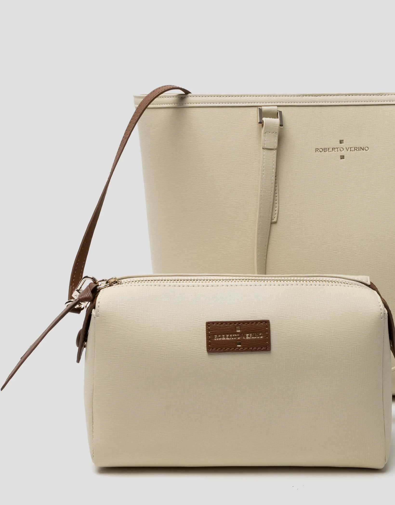 Bolso shopper Sama piel beige