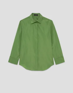 Camisa manga larga tafeta verde