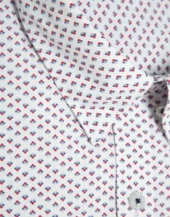 Camisa sport regular blanca estampado geométrico rojo/marino