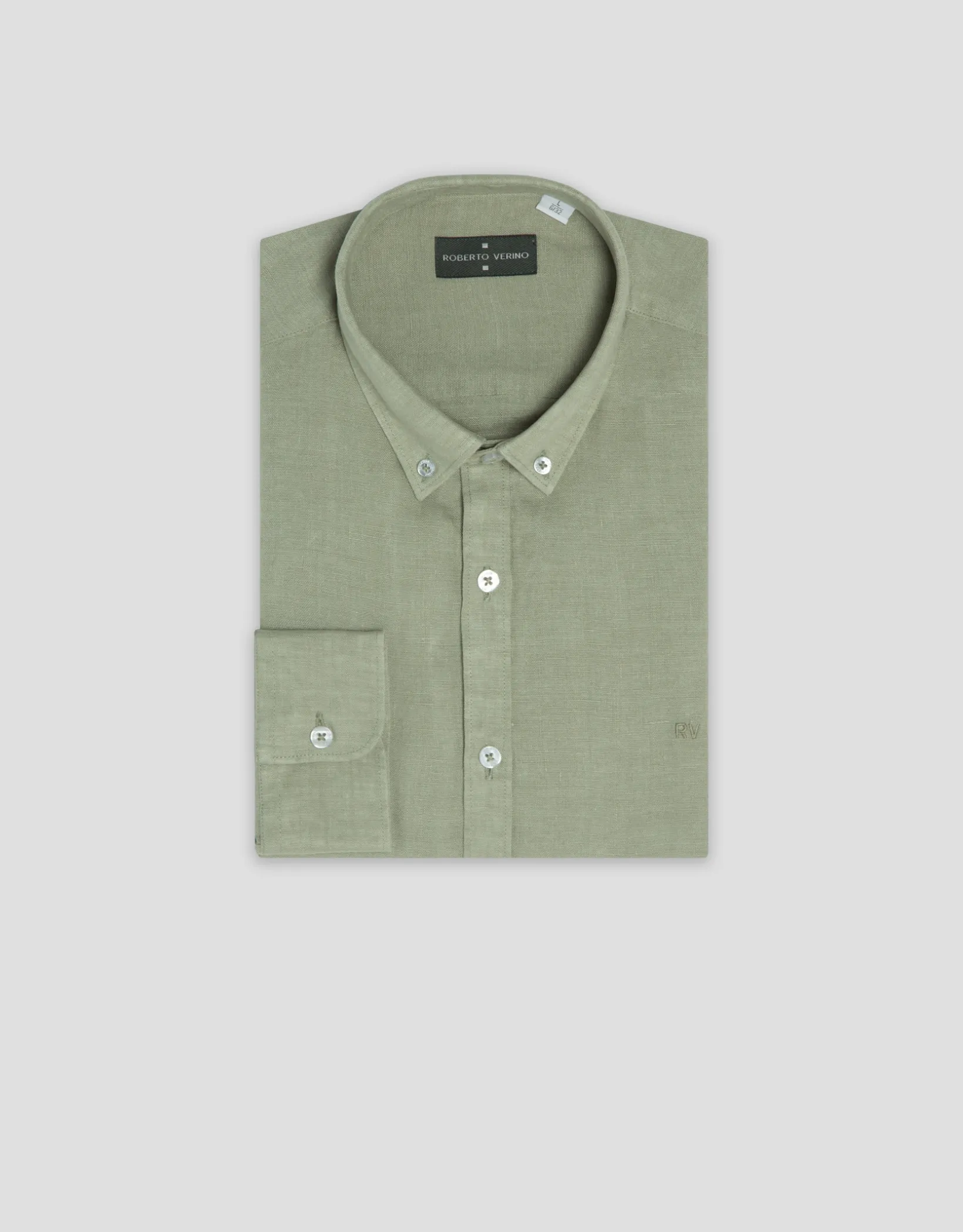 Camisa sport regular lino verde caqui