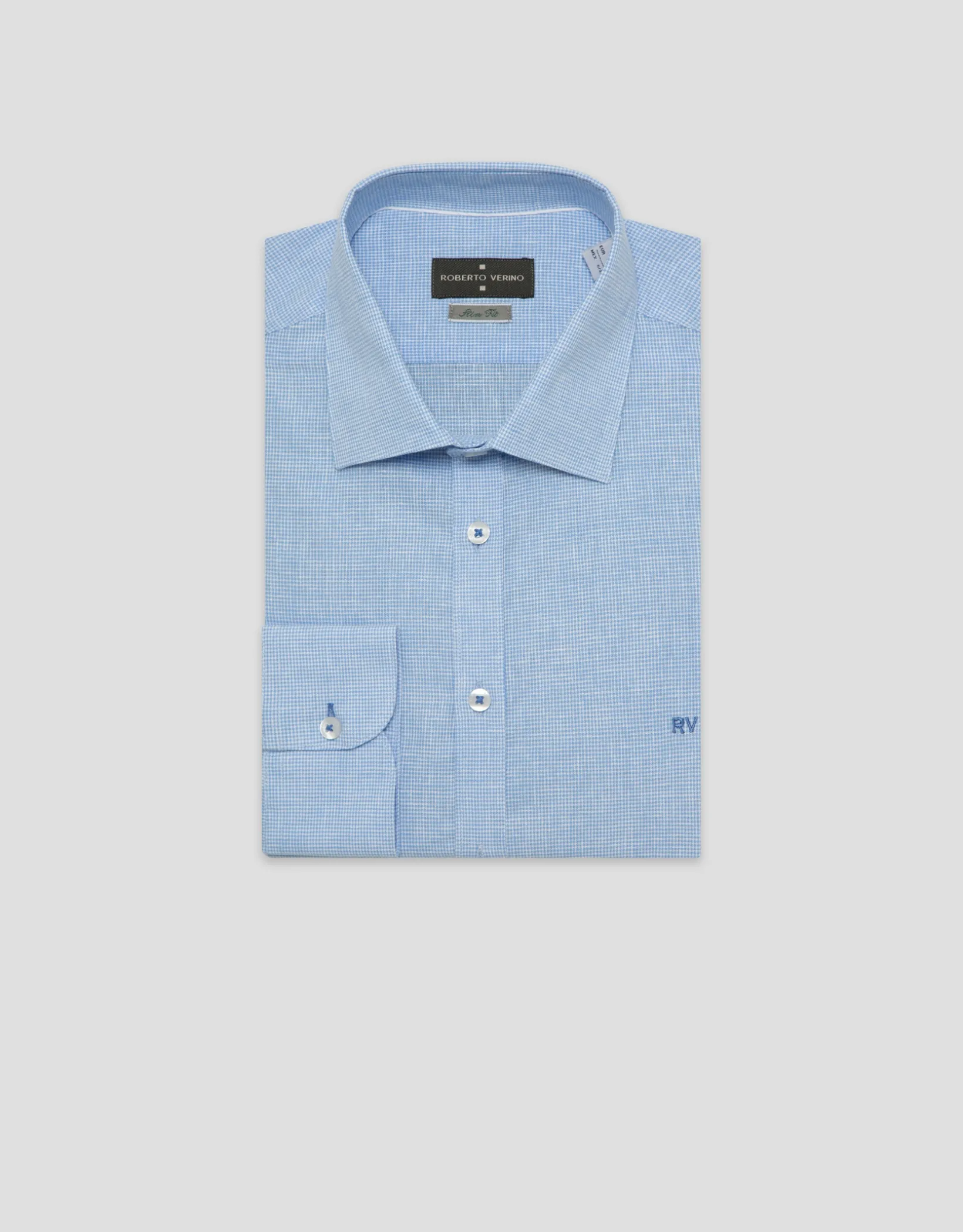 Camisa sport slim fit pata de gallo celeste