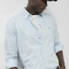 Camisa sport slim rayas y estampado marino