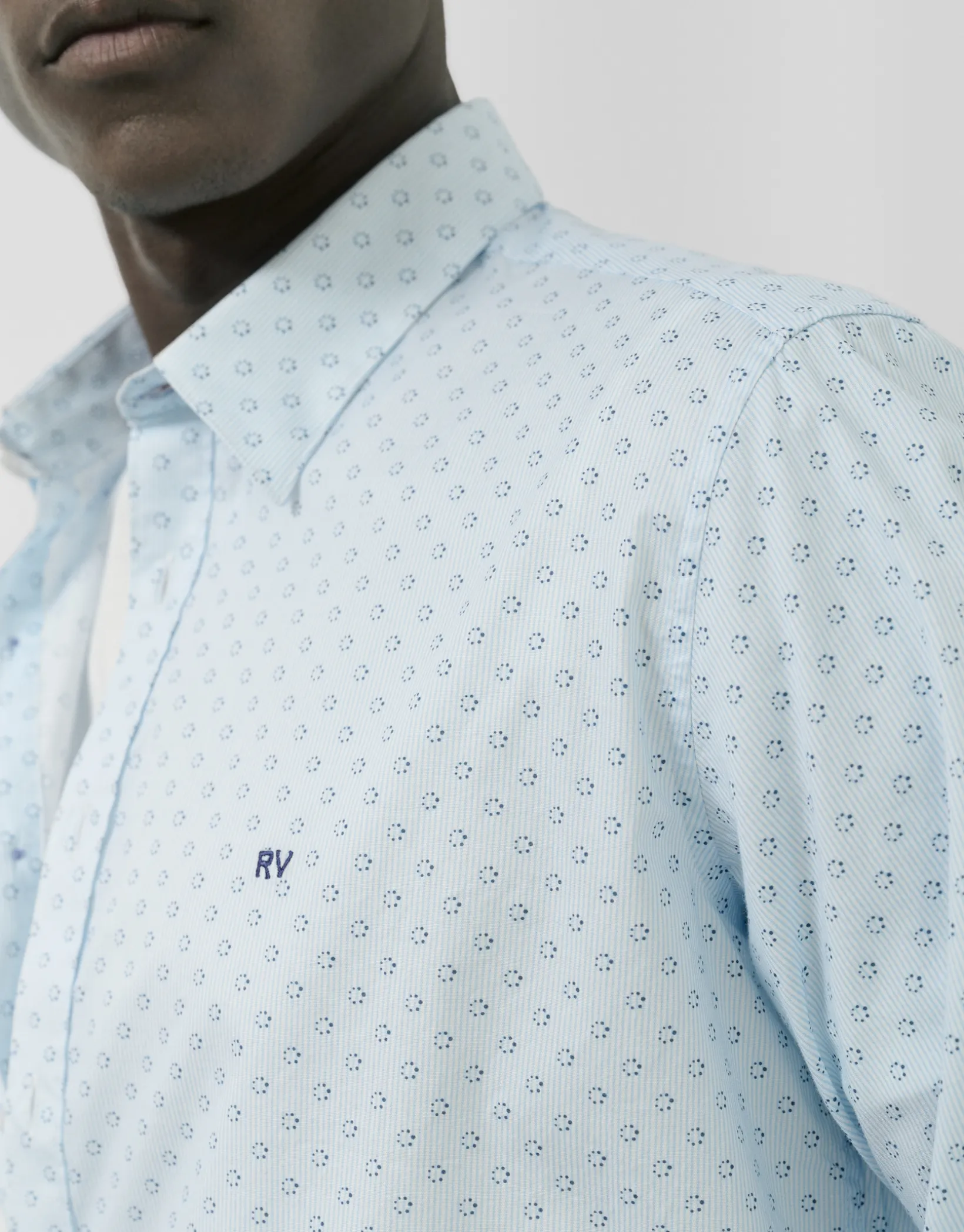 Camisa sport slim rayas y estampado marino