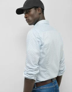 Camisa sport slim rayas y estampado marino