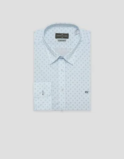 Camisa sport slim rayas y estampado marino