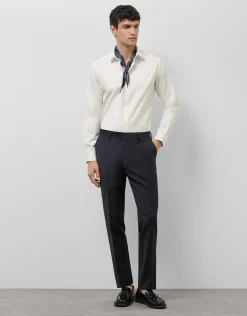Camisa vestir algodón estructura diamante blanca