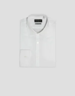 Camisa vestir algodón estructura diamante blanca