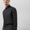 Camisa vestir slim negro puño gemelo
