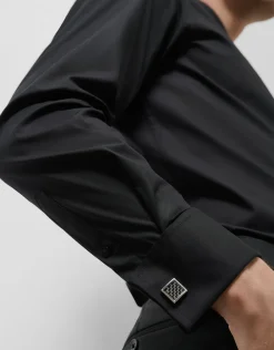 Camisa vestir slim negro puño gemelo