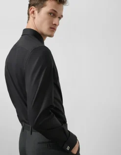 Camisa vestir slim negro puño gemelo