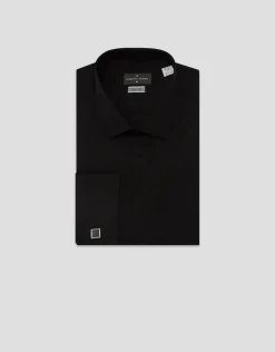 Camisa vestir slim negro puño gemelo
