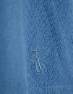 Camiseta cuello pico punto ligero azul melange