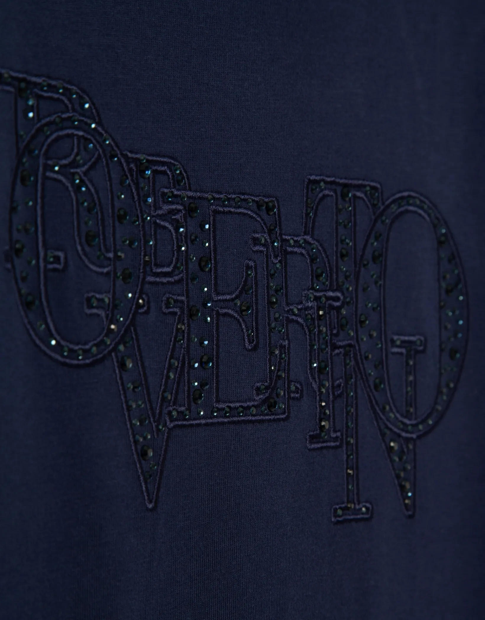 Camiseta manga corta fruncida algodón marino con logo bordado