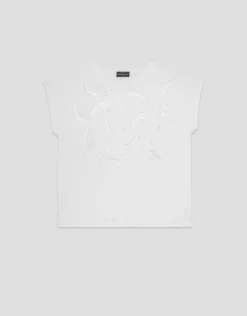 Camiseta sin mangas oversize blanca con bordado en delantero