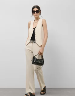 Chaleco sastre masculino crepé beige