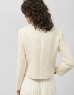 Chaqueta corta jacquard flocado crudo