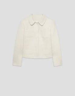Chaqueta corta jacquard flocado crudo