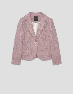 Chaqueta corta tweed tonos rosa