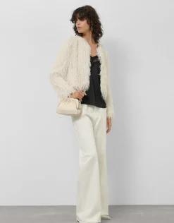 Chaqueta tejido fantasía blanco y plata