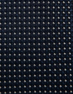 Corbata seda jacquard tonos marino y plata
