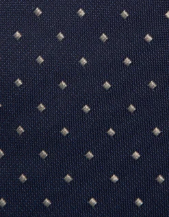 Corbata seda marino con jacquard geométrico plata