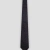Corbata seda marino con lunares naranjas