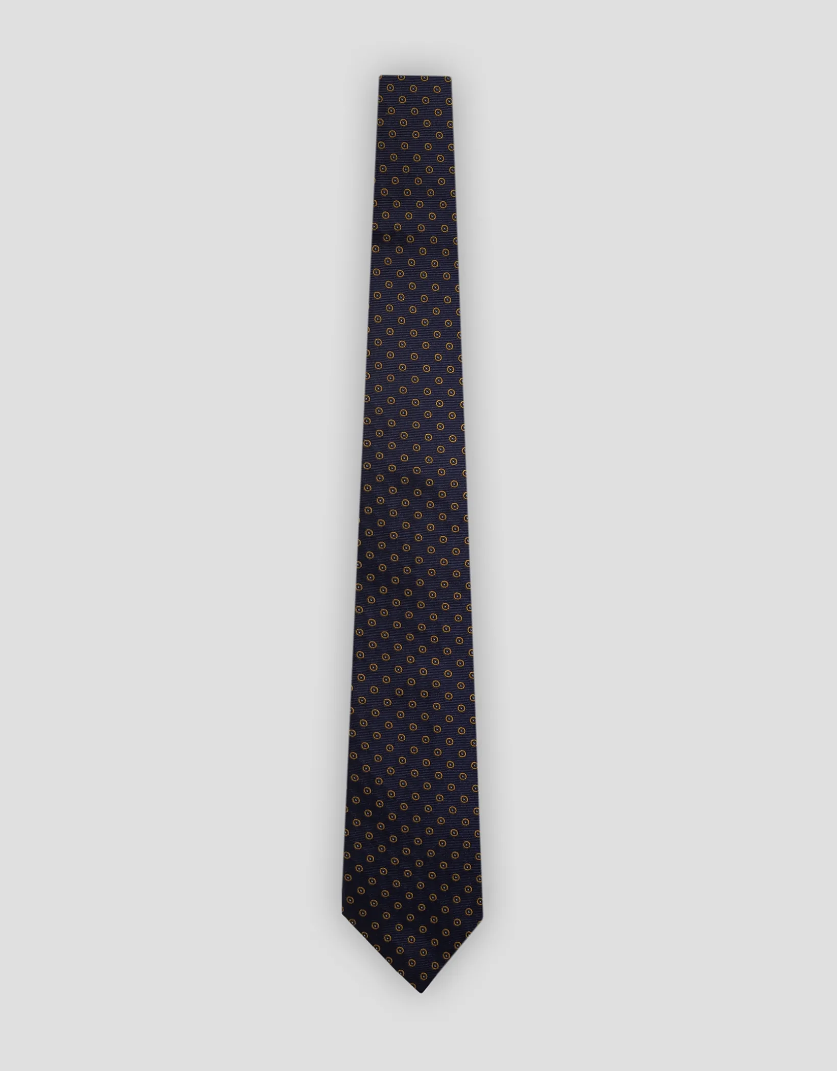 Corbata seda marino con lunares naranjas
