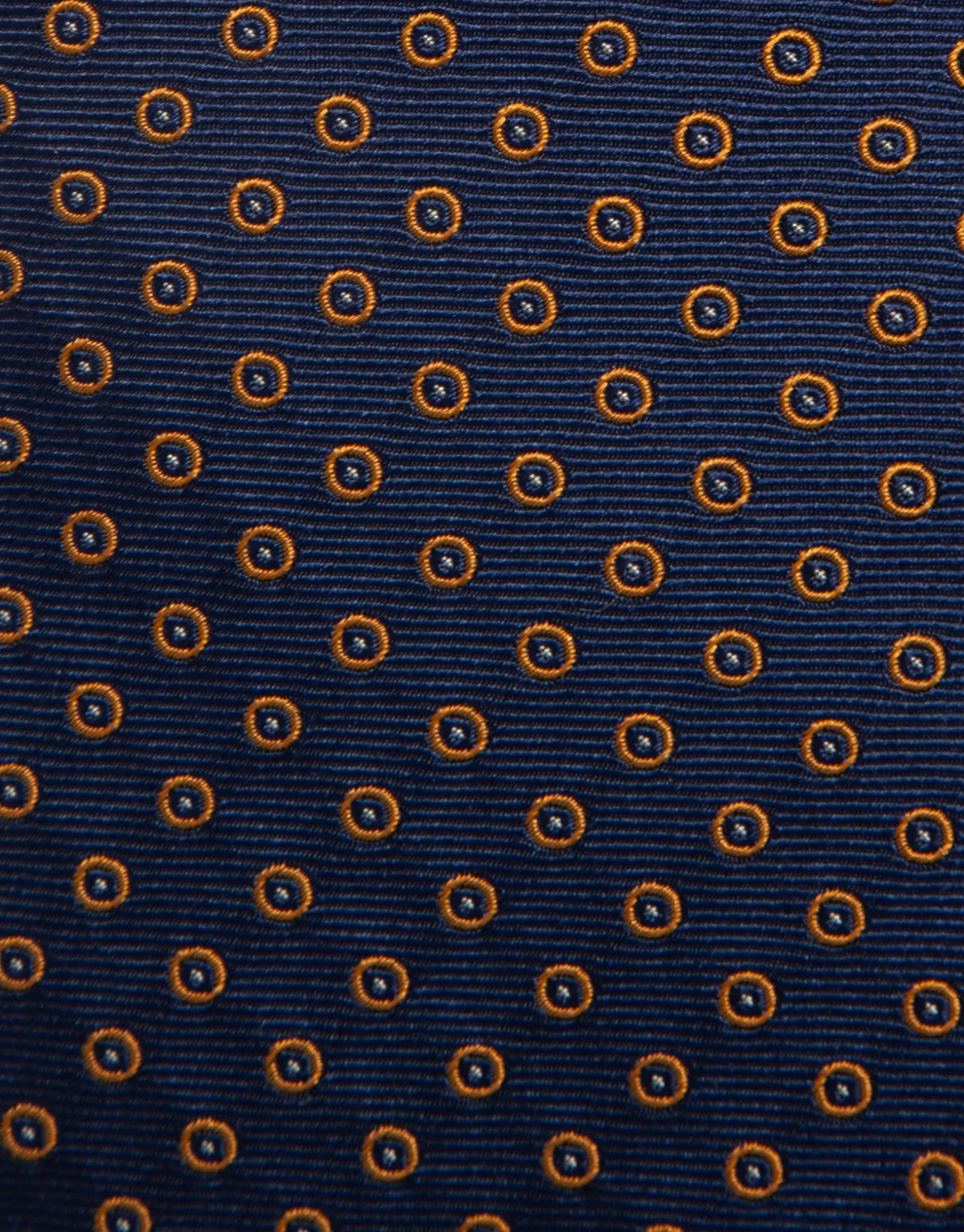 Corbata seda marino con lunares naranjas