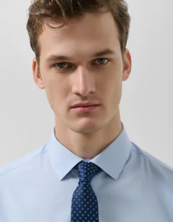 Corbata seda marino jacquard flores azul tinta