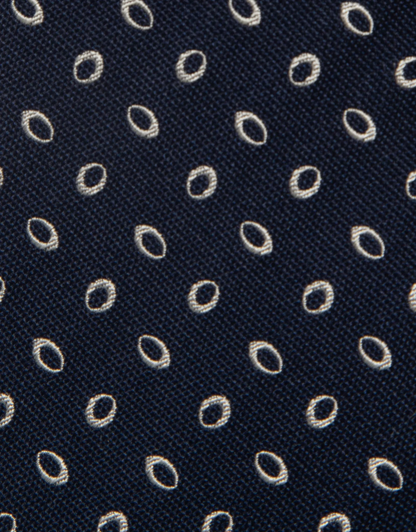 Corbata seda marino jacquard óvalos plata
