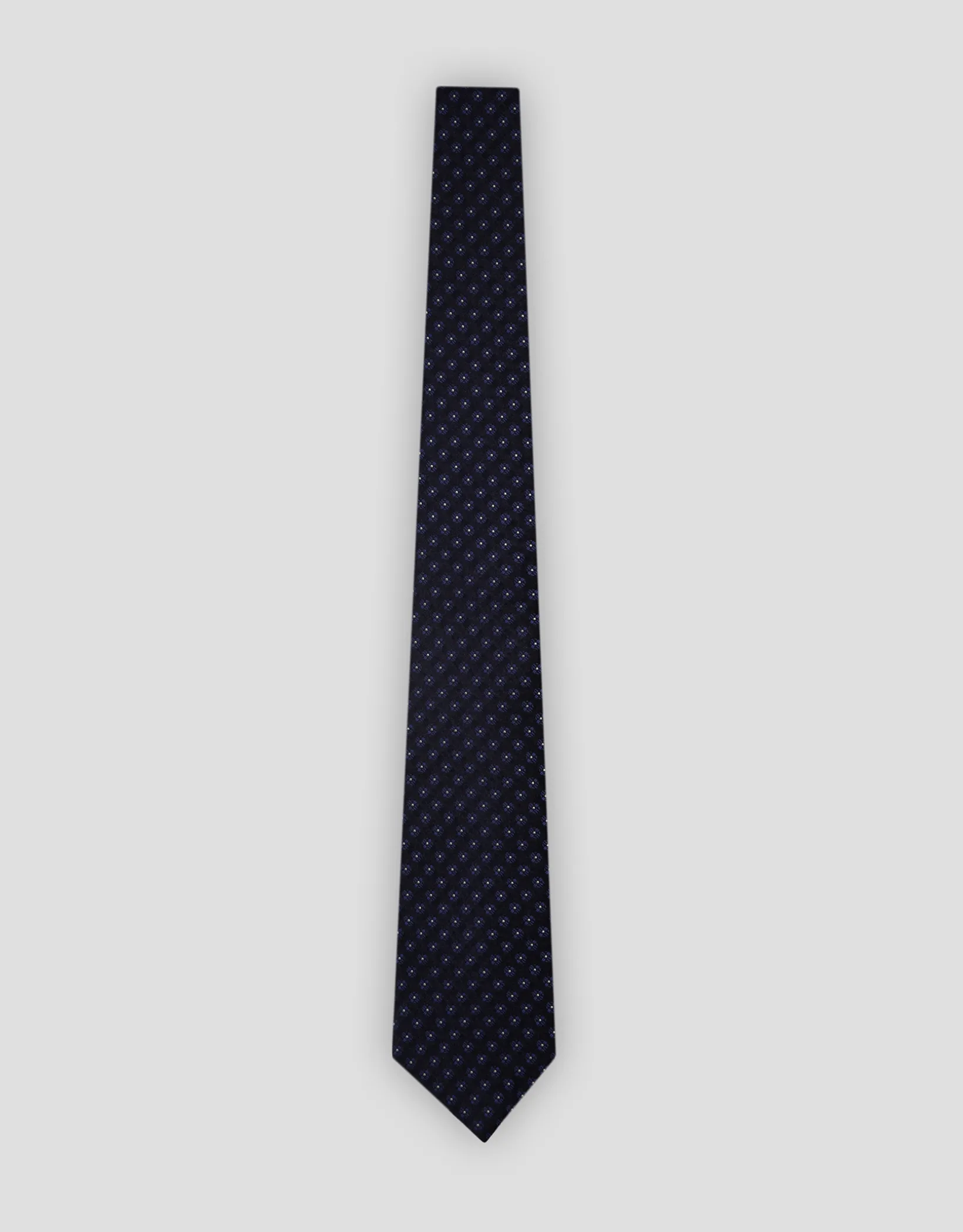 Corbata seda marino jacquard flores azul tinta