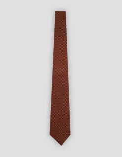 Corbata seda roja jacquard geométrico