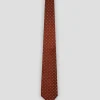 Corbata seda roja jacquard cuadrados blanco y marino