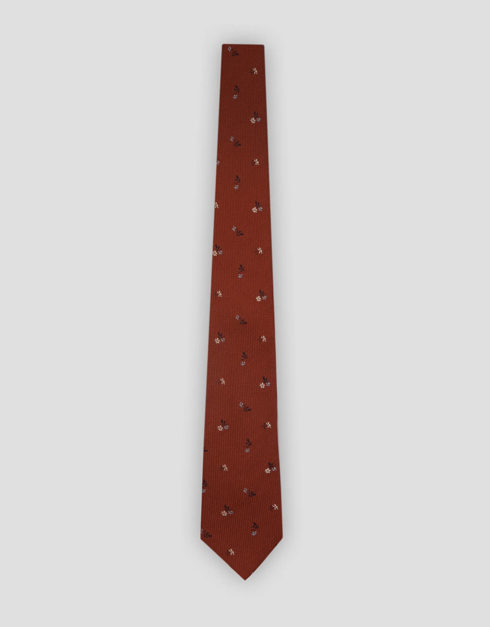 Corbata seda roja jacquard flores