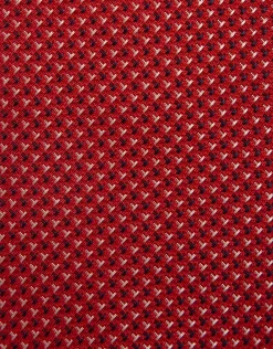 Corbata seda roja jacquard geométrico
