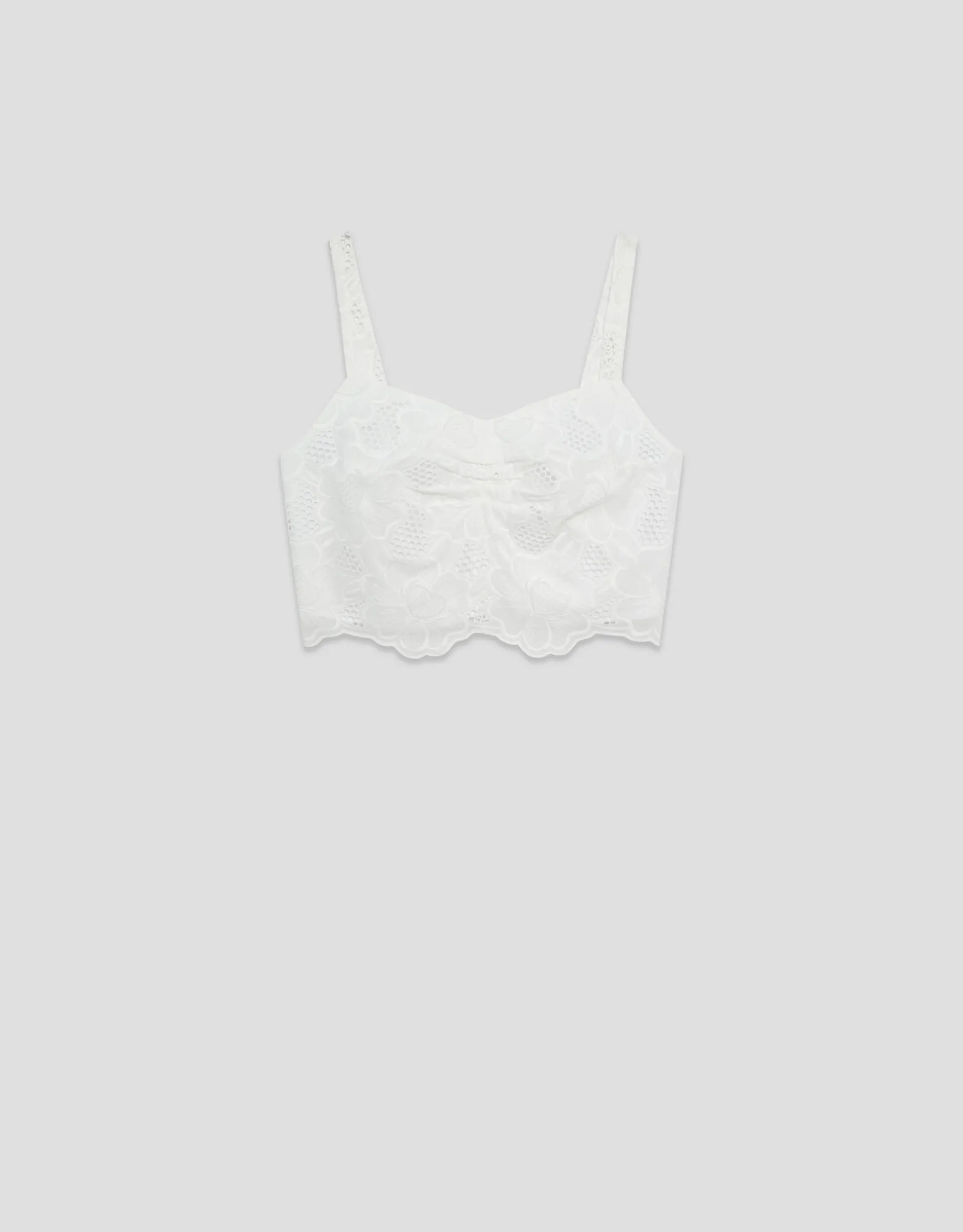 Crop top bordado suizo blanco