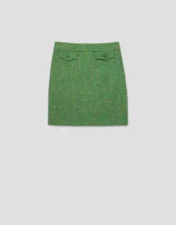 Falda recta tweed tonos verde